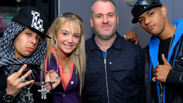 Logo for The Chris Moyles Show - Tuesday - N-Dubz came in to say hello.