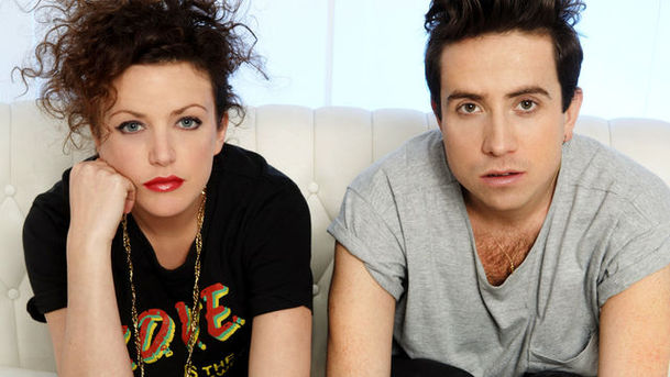 logo for Nick Grimshaw and Annie Mac - With all the freshest gossip from Perez Hilton